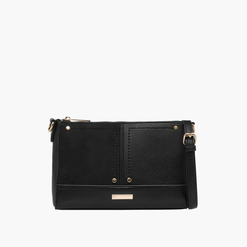 ساشا Black Panelled Crossbody Bag for Women